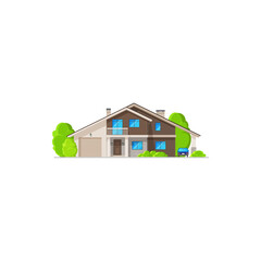 Sticker - Home building, residential modern house icon, vector town village and real estate apartment. House home flat exterior, isolated residential property or city urban architecture, townhouse mansion villa