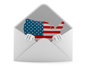 Poster - USA character inside envelope