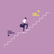 © treety - Old habits vs new habits-life change concept, Businessman walking up stair to new habits way, Old Habits and new habits choice, Choose a new direction, make a choice