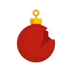 Sticker - Broken fir tree ball icon flat isolated vector