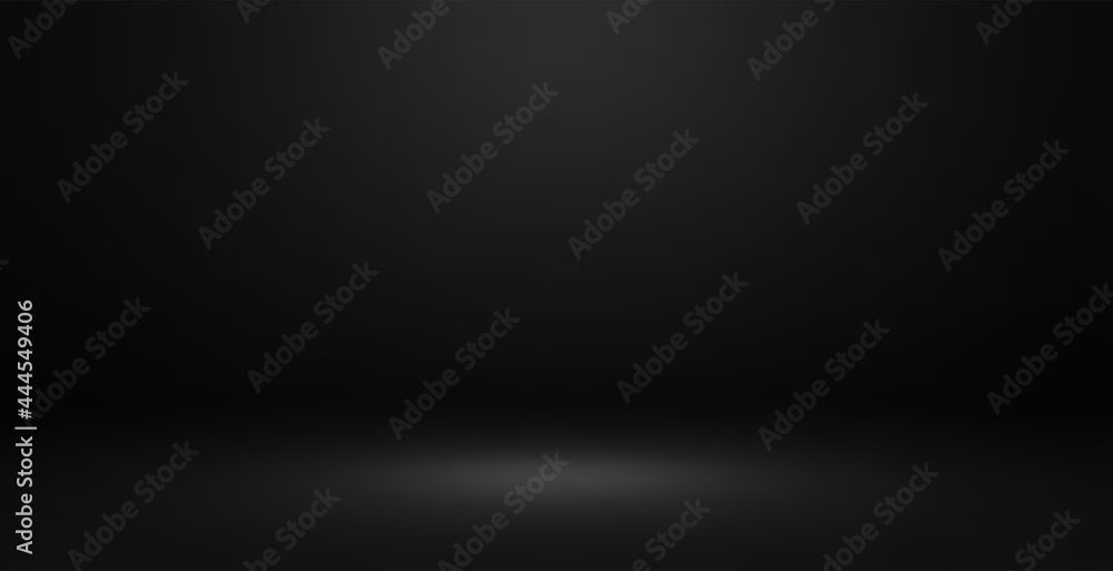 Black studio wall and floor background. Use as montage for product display - obrazy, fototapety, plakaty 