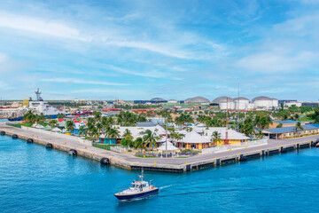 Skyline of Freeport City in the Bahamas