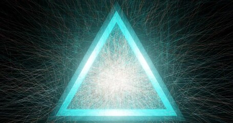 3d render with a glowing blue triangle with curved lines