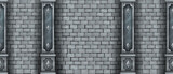 Brick wall seamless texture, ancient castle stone background, marble pillars, vector medieval masonry. Old dungeon rock tiles, vintage temple backdrop, column. Brick wall architecture interior banner