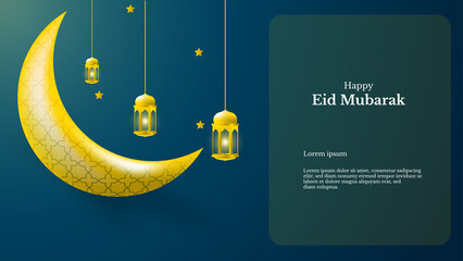 Sticker - happy eid mubarak background with gold color