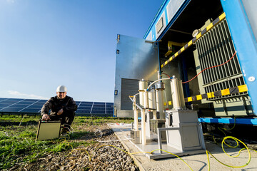 Wall Mural - execution of electrical measuring works on the power transformer