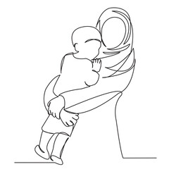 Wall Mural - a Muslim woman with a baby in her arms