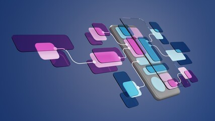 Wall Mural - ux ui flowchart connection node graphic designer creative planning application process development d
