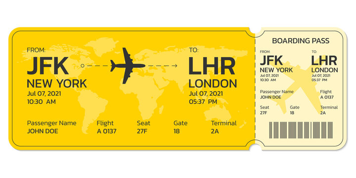 plane ticket. airline boarding pass template. modern flight card blank design with the airplane. air