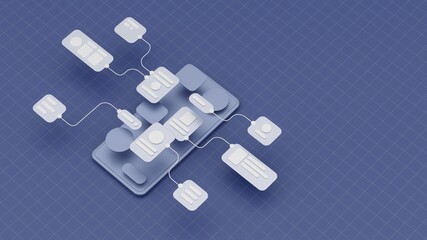 Wall Mural - ux ui flowchart connection node graphic designer creative planning application process development d