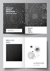 vector layout of two a4 format cover mockups design templates for bifold brochure, flyer, magazine, 