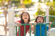 © FAMILY STOCK - Child playing on the outdoor playground. Kids play in school or kindergarten yard.
