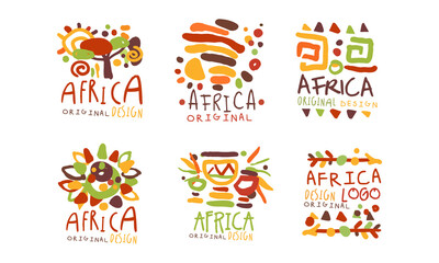 Sticker - Original African Logo or Badge Design Vector Set