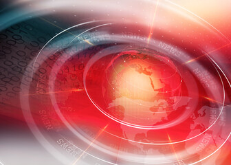 Wall Mural - Red global digital business marketing background, trading target, networking, data transferring