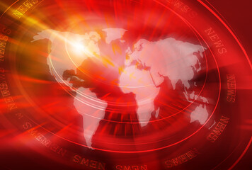 Poster - 3D red graphical World News studio background