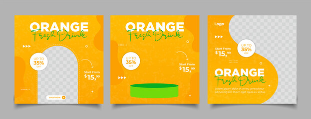 Fresh drink menu promotion social media banner template