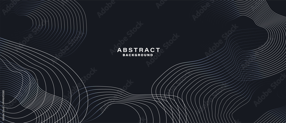 Abstract black background with white 
contour lines. Digital future technology concept. vector illustration.	 - obrazy, fototapety, plakaty 