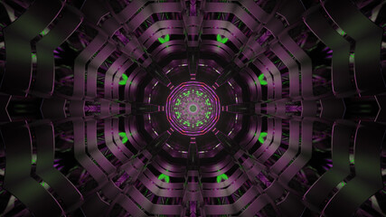 Wall Mural - 3D rendering of a futuristic abstract pattern with bright colors and a light glowing from the center