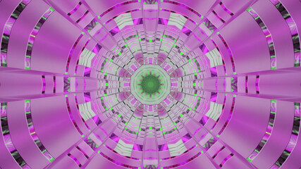 Wall Mural - 3D rendering of a futuristic neon pink abstract tunnel in a circular shape