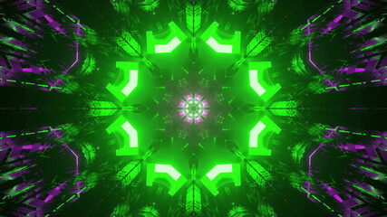 Wall Mural - 3D rendering of a neon green glowing circular pattern, similar to a futuristic sci-fi portal
