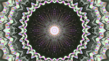 Wall Mural - 3D rendering of a colorful abstract tunnel with iridescent circles, similar to a dark galaxy