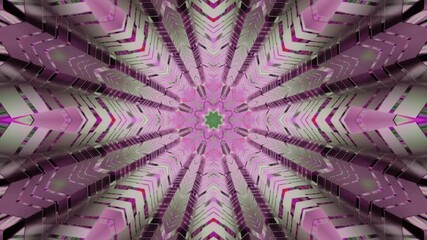 Wall Mural - A 3D rendering of a neon colorful tunnel with reflective edges moving forward in a loop