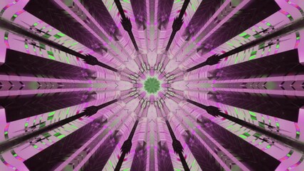 Wall Mural - A 3D rendering of the inside of a kaleidoscope with sharp bright lights on a loop