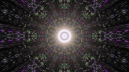 Wall Mural - A 3D rendering of a colorful intergalactic tunnel getting closer to the light at its center on a loop