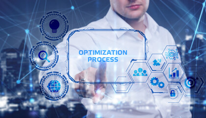 optimization software technology process system business concept. business, technology, internet and