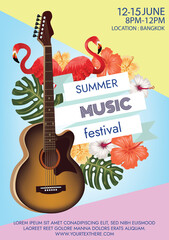 Wall Mural - tropical summer music festival poster for beach party