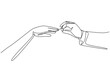 © Simple Line - Single one line drawing groom puts ring on finger of bride. Bride and groom make vow of loyalty on their wedding day. Marriage ceremony celebration concept. Modern continuous line draw design graphic