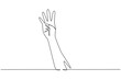 Single continuous line drawing hand count number four. Learn to count numbers. The concept of education for children. Nonverbal signs or symbols. One line draw graphic design vector illustration