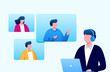 Online meeting flat vector illustration for banner 