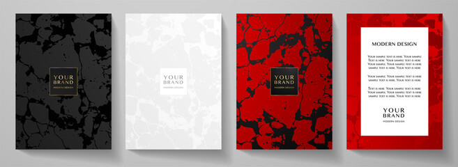 Wall Mural - modern cover, frame design set. creative fashionable background with light abstract marble pattern. 