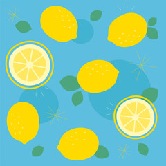 Wall Mural - background design with simple lemons randomly arranged. simple pattern design template.