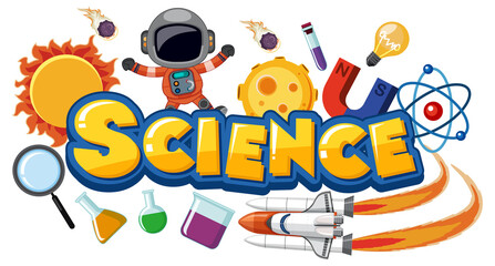 Poster - Science text icon with elements