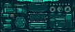 Futuristic ui elements. Sci-fi digital frames, arrows, callout titles, optical aim. Abstract cyberpunk virtual hud interface vector set. Dashboard display with menu window for game