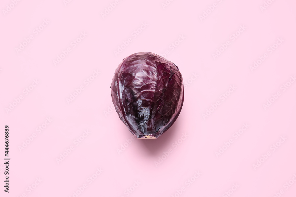 Fresh purple cabbage on color background