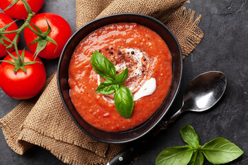 Canvas Print - Homemade cooking cold gazpacho soup