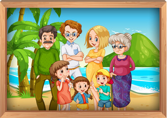 Canvas Print - Family photo on vacation background