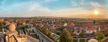 Panorama of Mikulov city, Moravia, Czech Republic. View from Mikulov castle. Nikolsburg