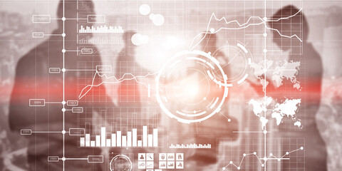 Wall Mural - display interface intelligence dashboard and charts. financial key performance indicators