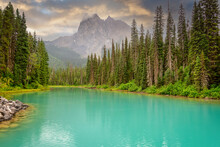 Emerald Lake Near Golden In Yoho National Park In The Canadian Rocky Mountains, British Columbia, Canada