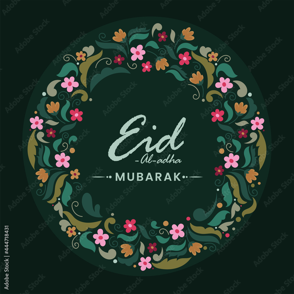Islamic festival of sacrifice Eid-Ul-Adha Mubarak concept with floral pattern background. - obrazy, fototapety, plakaty 