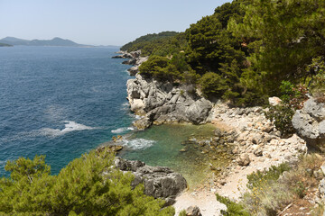 Sticker - Beautiful mediterranean bay. Zaton, Dubrovnik Riviera, Croatia.