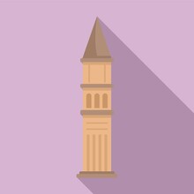 City Tower Icon Flat Vector. Landscape Building