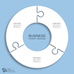 Poster - Business chart design. 3 division, jigsaw graph pattern.