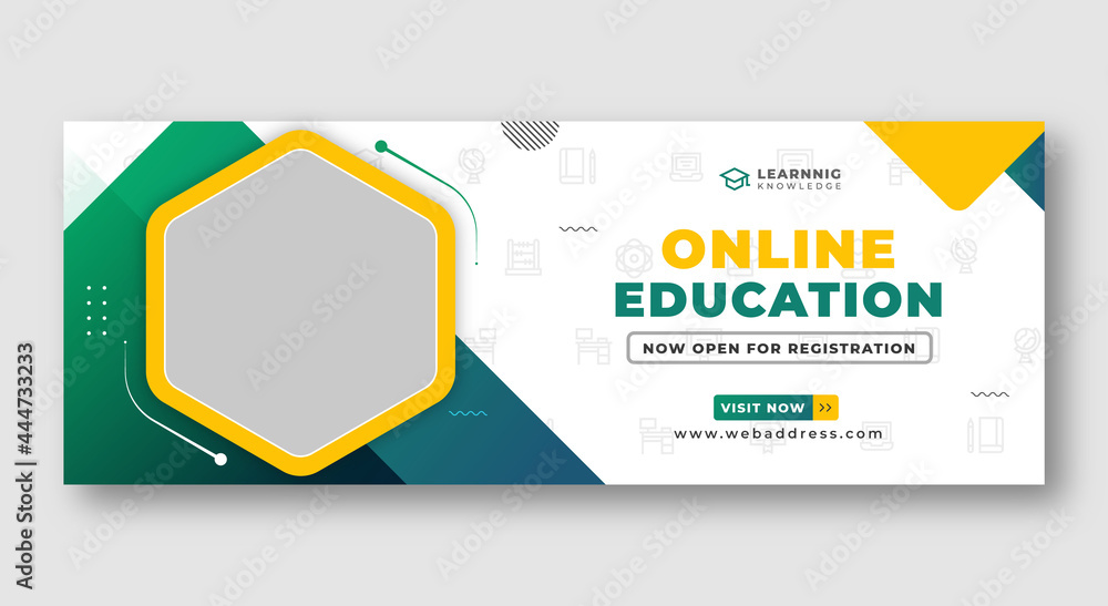 Online education social media facebook cover or web banner Stock Vector ...
