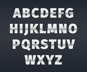 Wall Mural - Silver alphabet. 3d text templates realistic luxury gradients letters and numbers garish vector alphabets