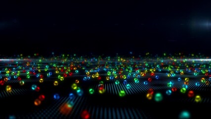 Wall Mural - This is a stock graphic of motion, showing hundreds of colored balls flying right at us, bouncing at the same time.